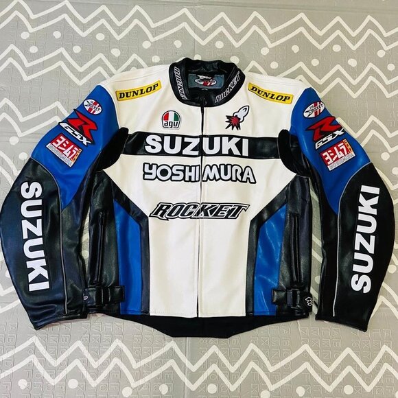 Joe Rocket SUZUKI Moto Racing Motorcycle Leather Jacket Embroidered - Picture 1 of 10